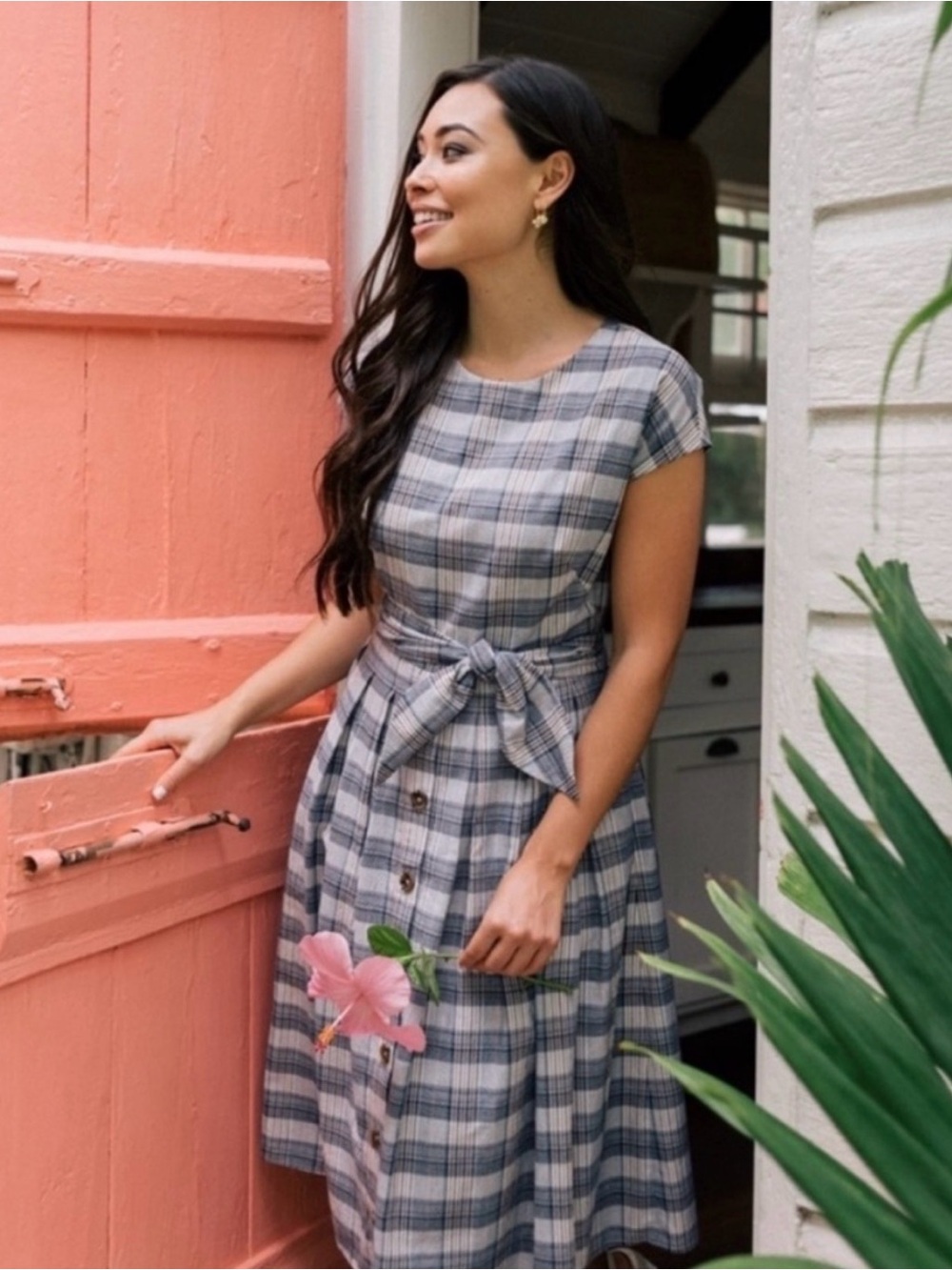 Gal Meets Glam Kaitlin Plaid Midi Dress